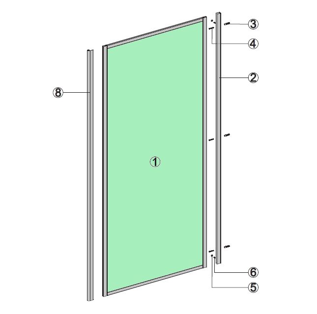 EDEN RETURN PANEL BLACK - Custom Made to Size, Height up to 1950, Width up to 1200, with 90 Deg Corner Section Bead