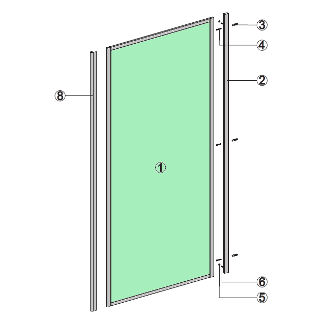 Eden/Avanti Return Panel : Brushed Gold Finish : Custom Made to Size, Height up to 1950, Width up to 1200, with 90° Bead