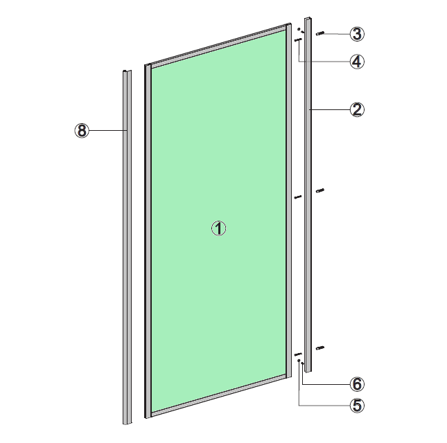 EDEN RETURN PANEL POLISHED ANODISED - Custom Made to Size, Height up to 1950, Width up to 1200, with 90 Deg Corner Section Bead