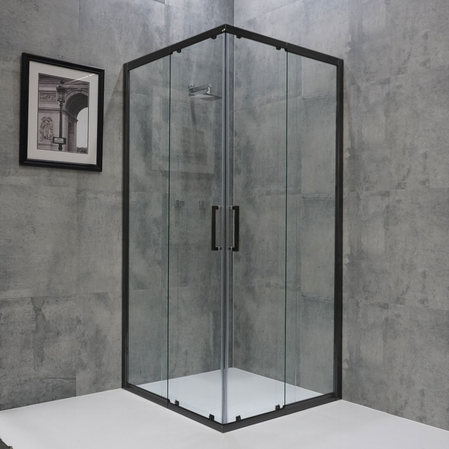 Avanti Corner Sliding Doors Shower Screens 900-1000 Full Assembly Required (Matte Black)