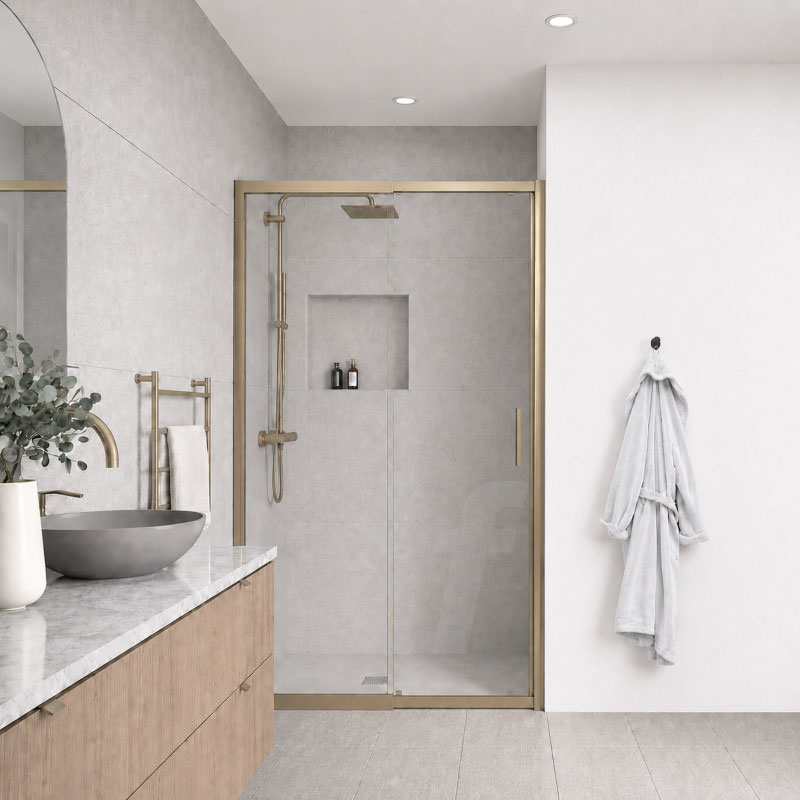 Avanti Single Sliding Door Screen H:1950mm W:1400-1550mm (Brushed Gold)