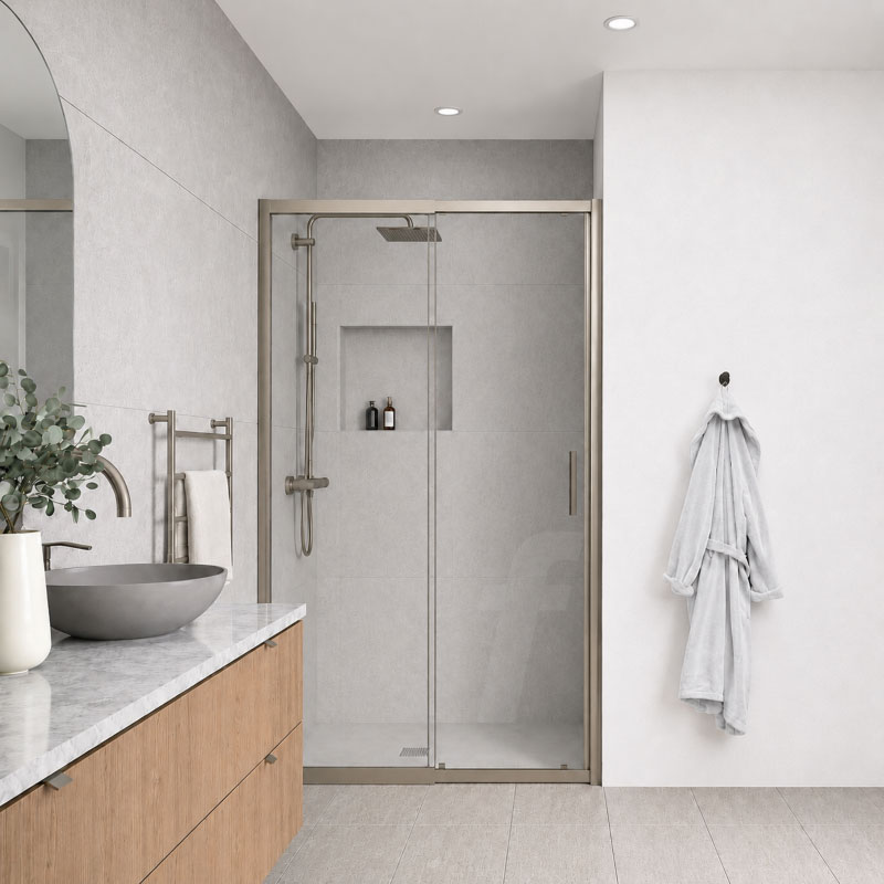 Avanti Single Sliding Door Screen H:1950mm W:1700-1850mm (Brushed Nickel)