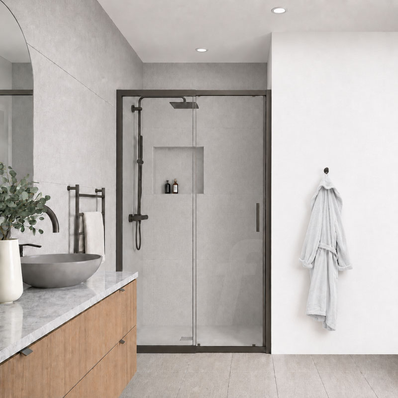 Avanti Single Sliding Door Screen H:1950mm W:1400-1550mm (Brushed Gunmetal)