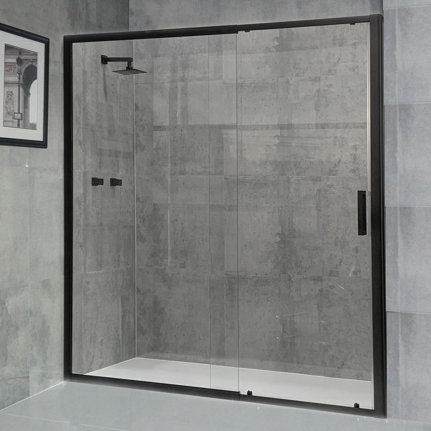 Avanti Single Sliding Door Screen H:1950 (Matte Black)