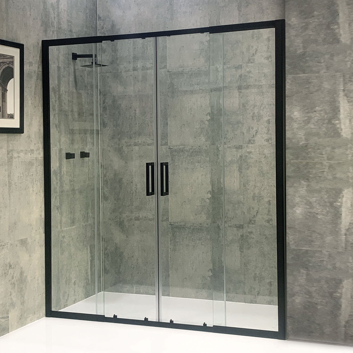 Avanti Double Sliding Doors Shower Screen Height 1950mm with 100mm Adjustable width from 1200mm to 1300mm (Matte Black)