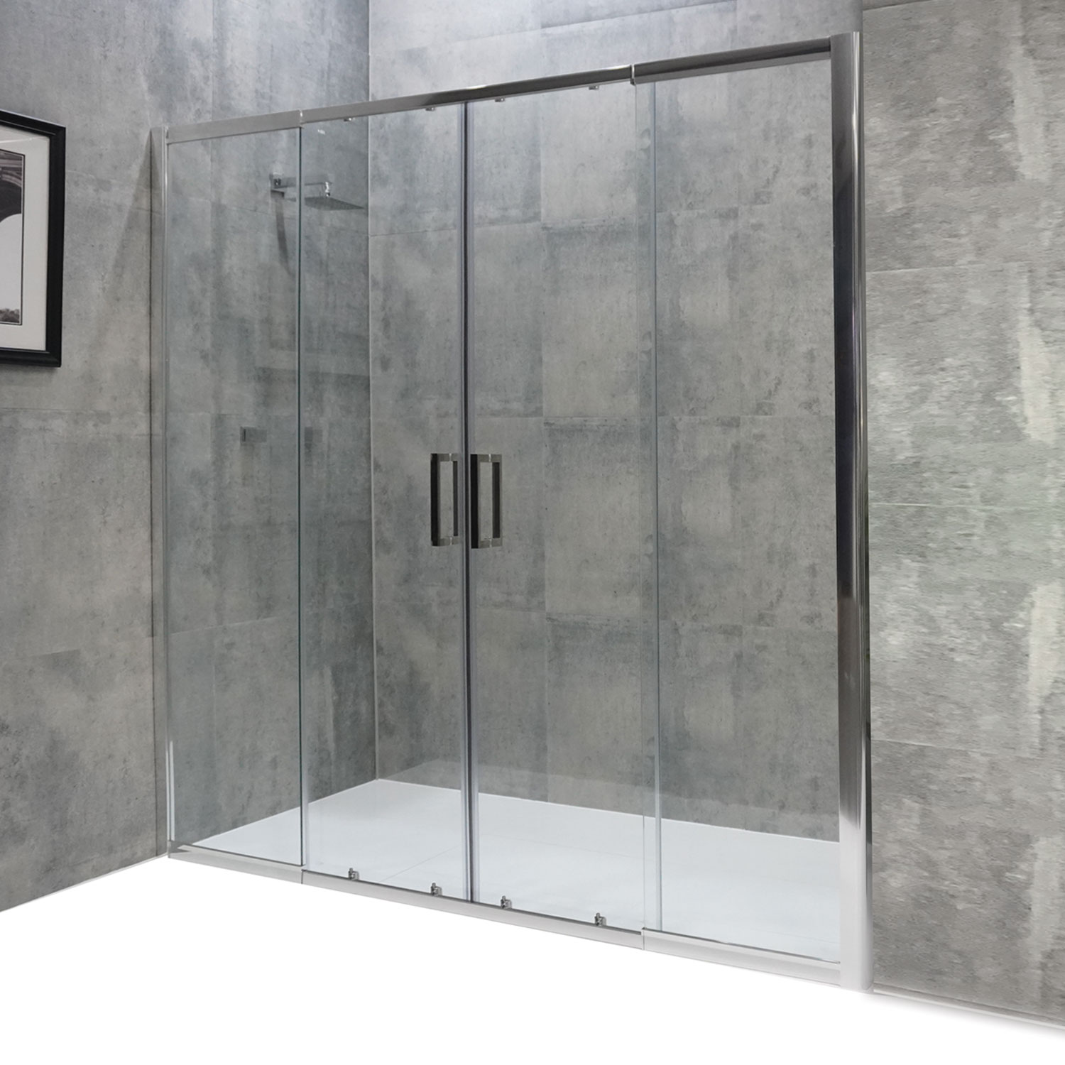 Avanti Double Sliding Doors Shower Screen Height 1950mm with 100mm Adjustable width from 1200mm to 1300mm (Polished Anodised)