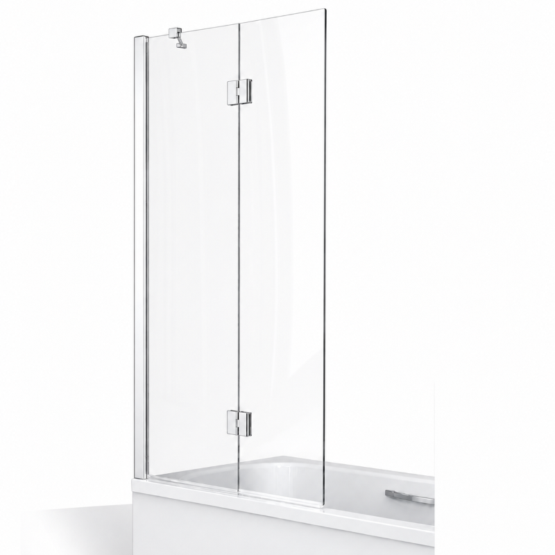 Carla Over Bath H1500 x W1000 Fixed & Swing 6mm Toughened Glass (Chrome Fittings)