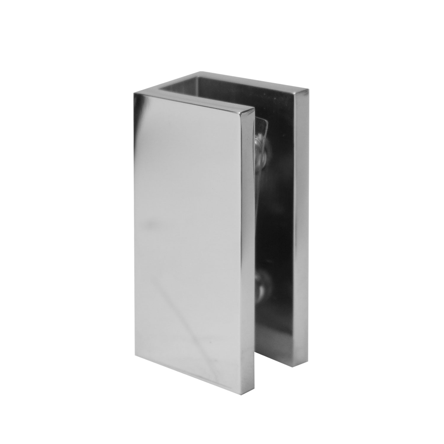 Glass to Wall/Floor U-Clamp 25mm x 50mm - Square Series (Chrome Finish)