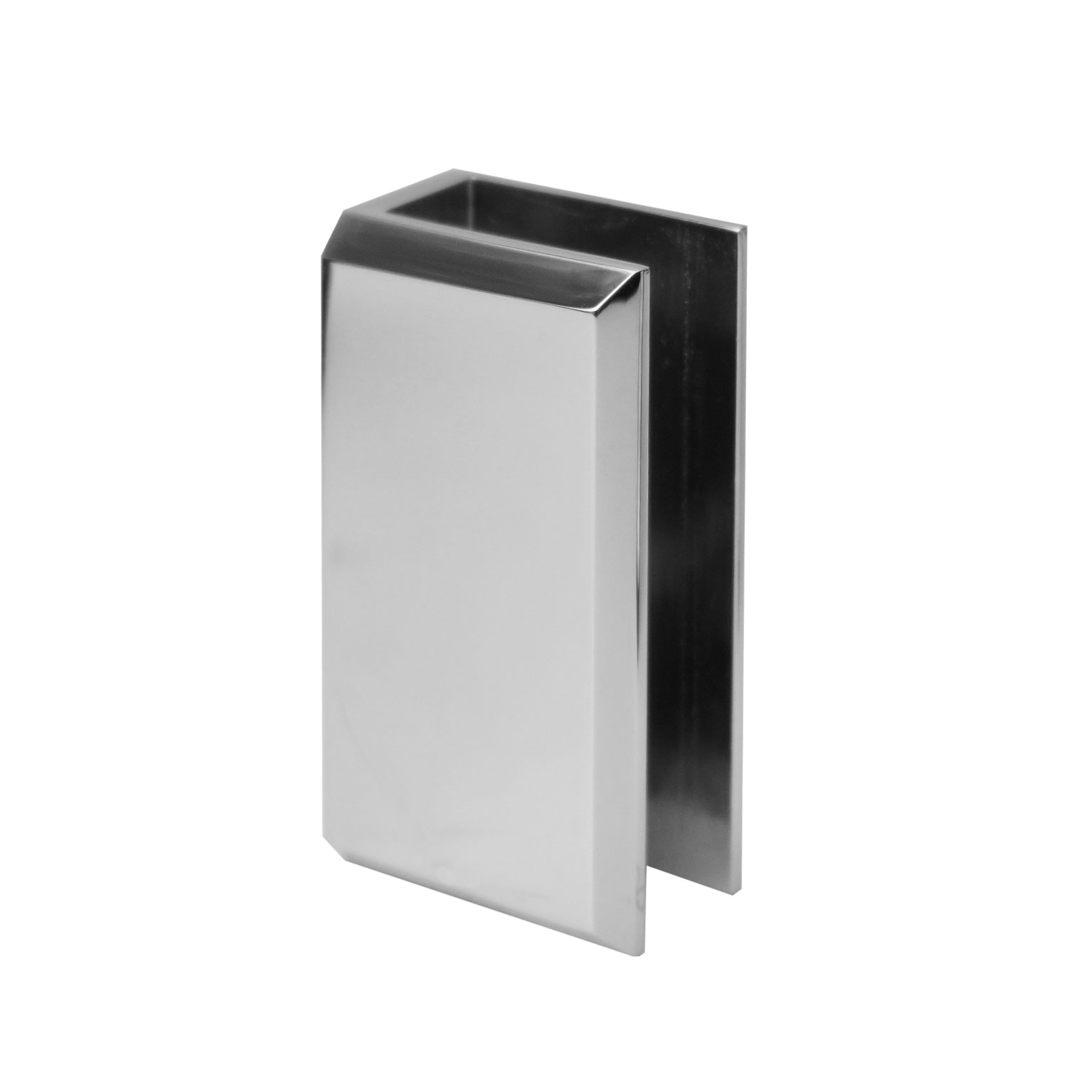 GLASS TO WALL U-CLAMP 30MM X 50MM - BEVEL SERIES (CHROME FINISH)