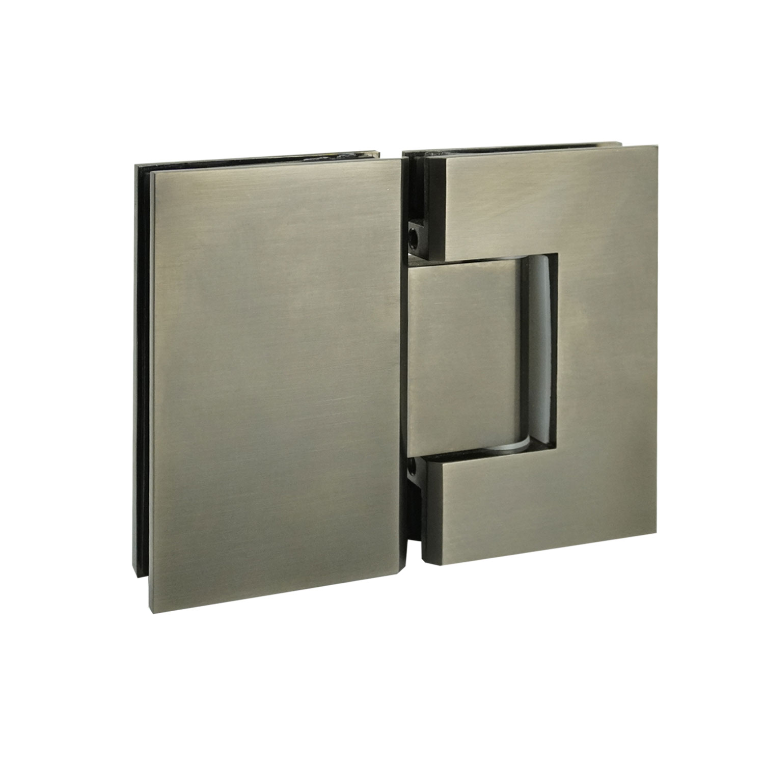 Hinge Glass to Glass 180 Deg. Square Series (Brushed Gun Metal)