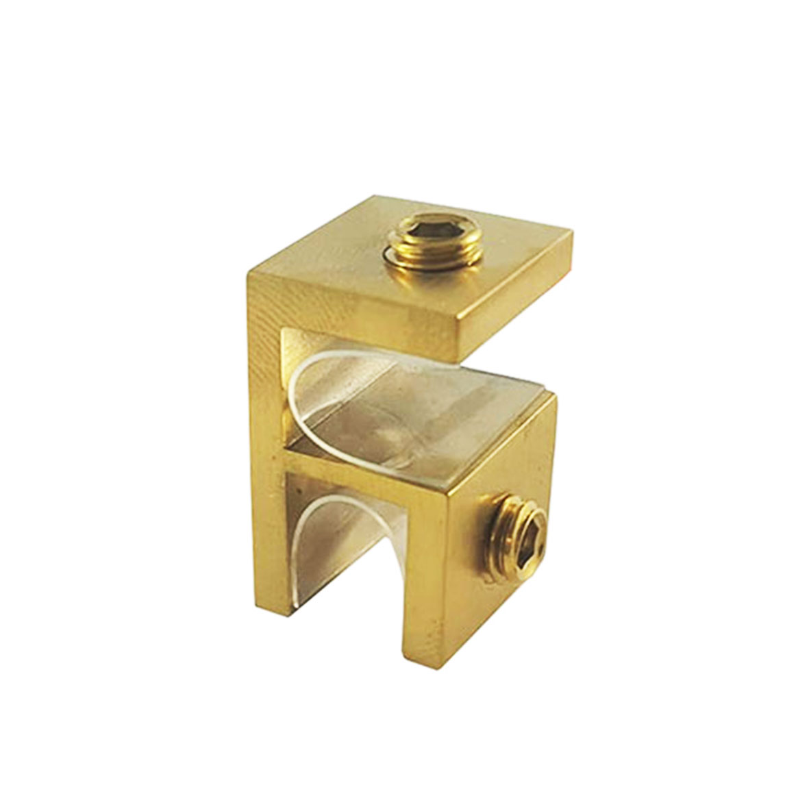 Glass Header Bracing Clamp - (Brushed Brass)
