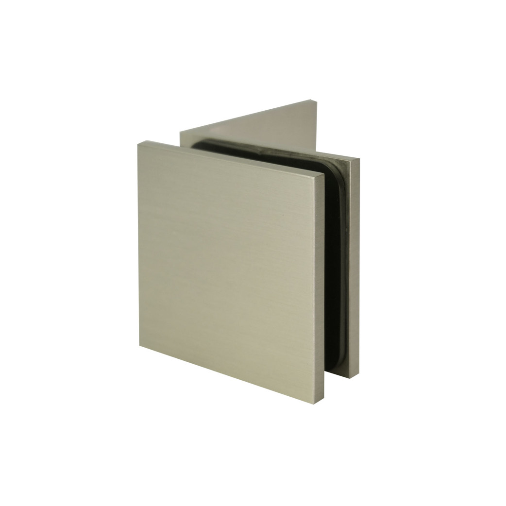 Glass to Wall/Floor 90  Bracket - Square Series (Brushed Nickel)