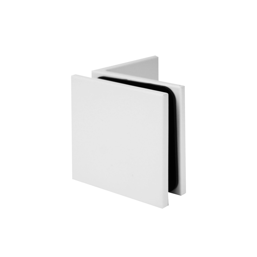 Glass to Wall/Floor 90Deg Bracket - Square Series (Matte White)