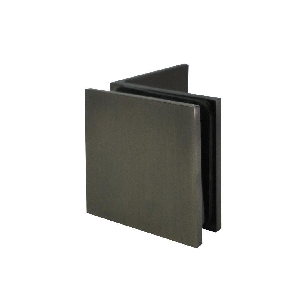 Glass to Wall/Floor 90  Bracket - Square Series (Brushed Gun Metal)