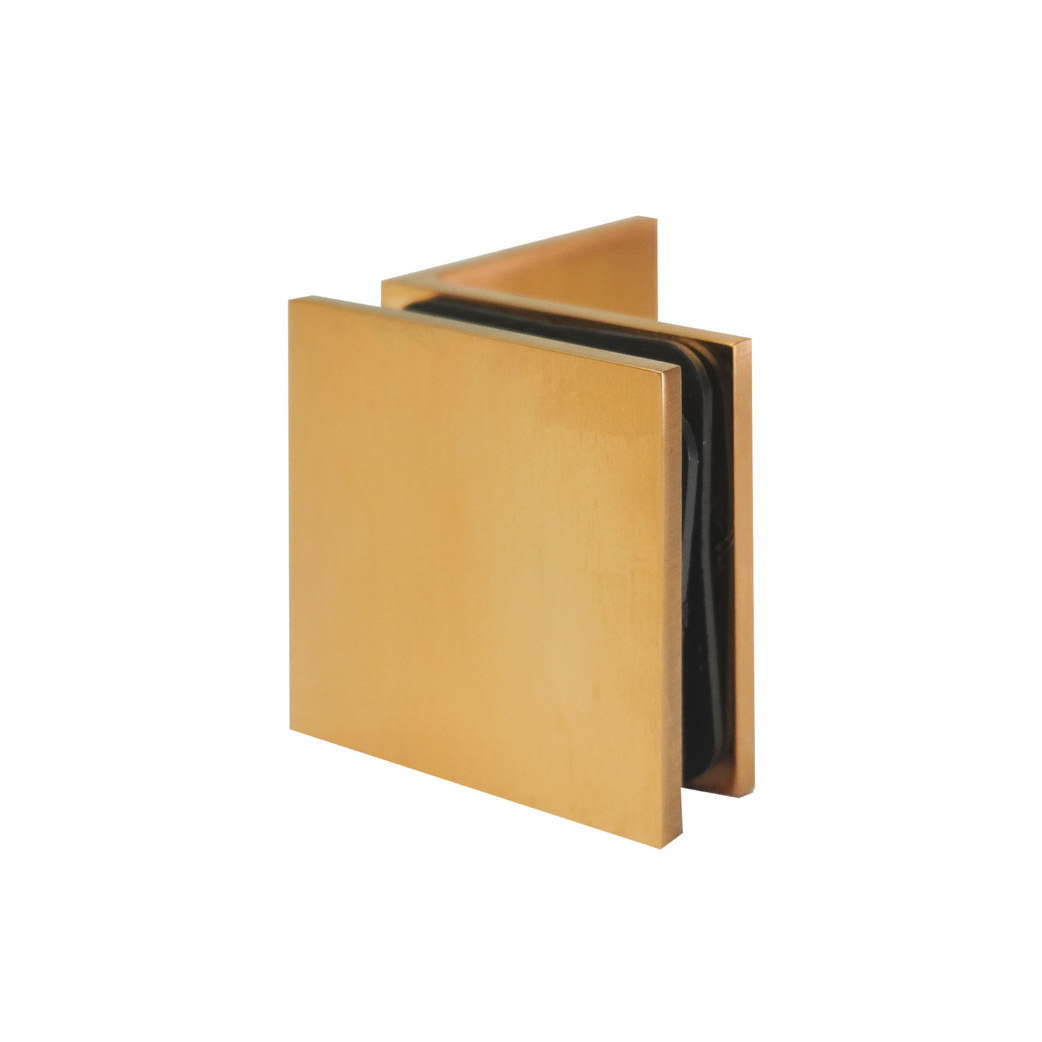 Glass to Wall/Floor 90  Bracket - Square Series (Brushed Copper)
