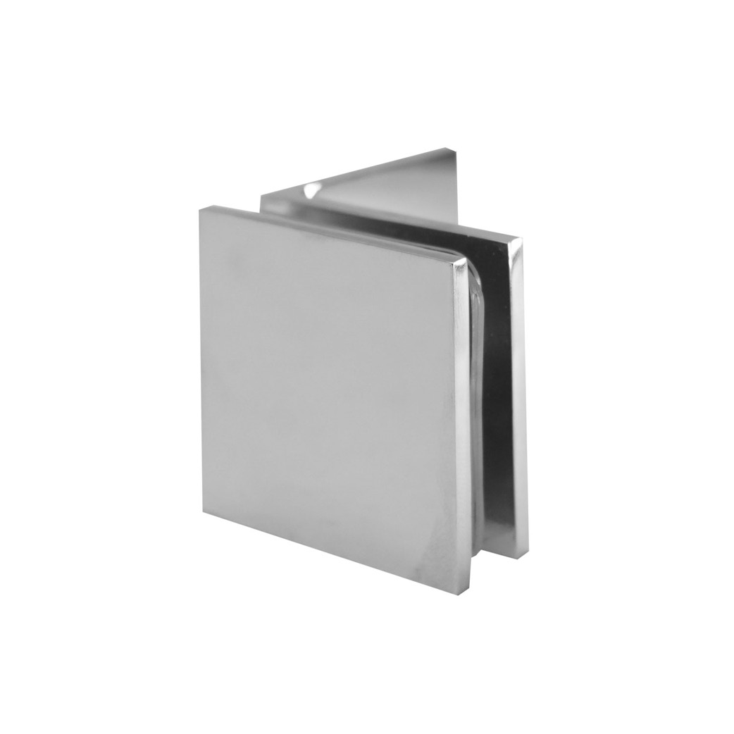 Glass to Wall/Floor 90  Bracket - Square Series (Chrome Finish)