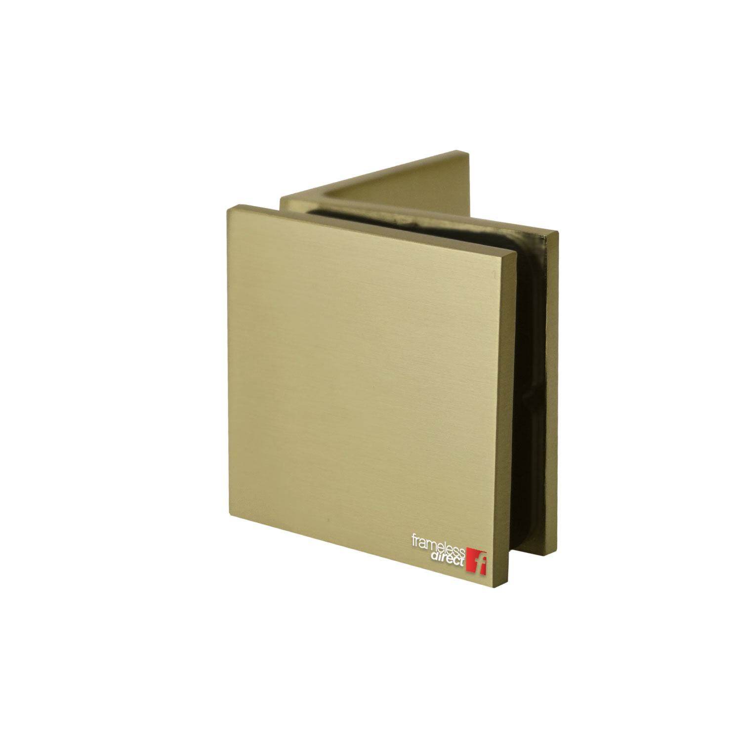 Glass to Wall/Floor 90  Bracket - Square Series (Brushed Gold)