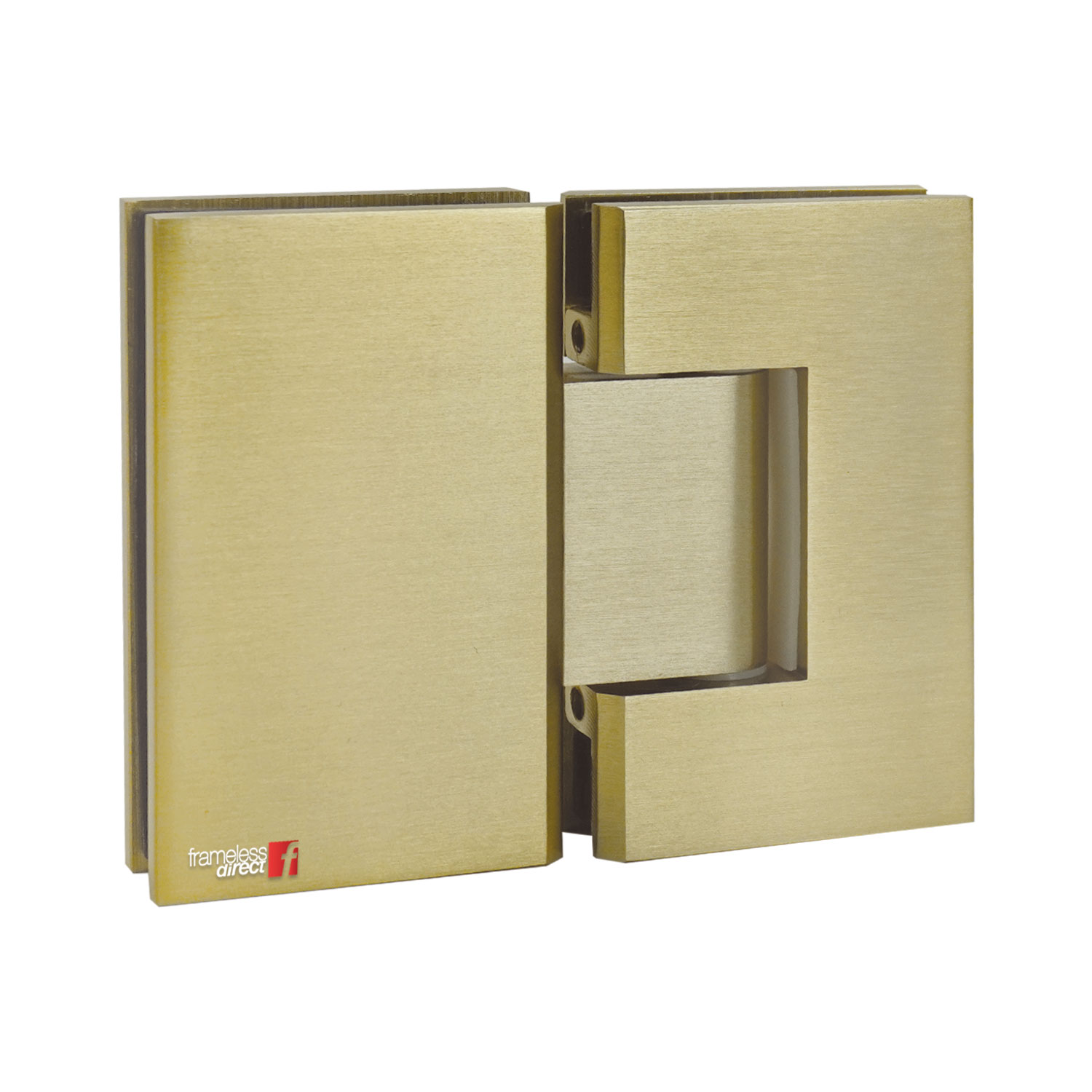 HINGE GLASS TO GLASS 180 DEG. SQUARE SERIES (Brushed Gold)