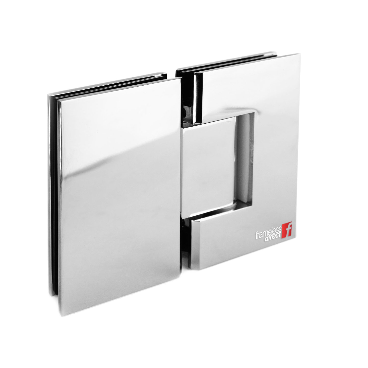 HINGE GLASS TO GLASS 180 DEG. SQUARE SERIES (Chrome)