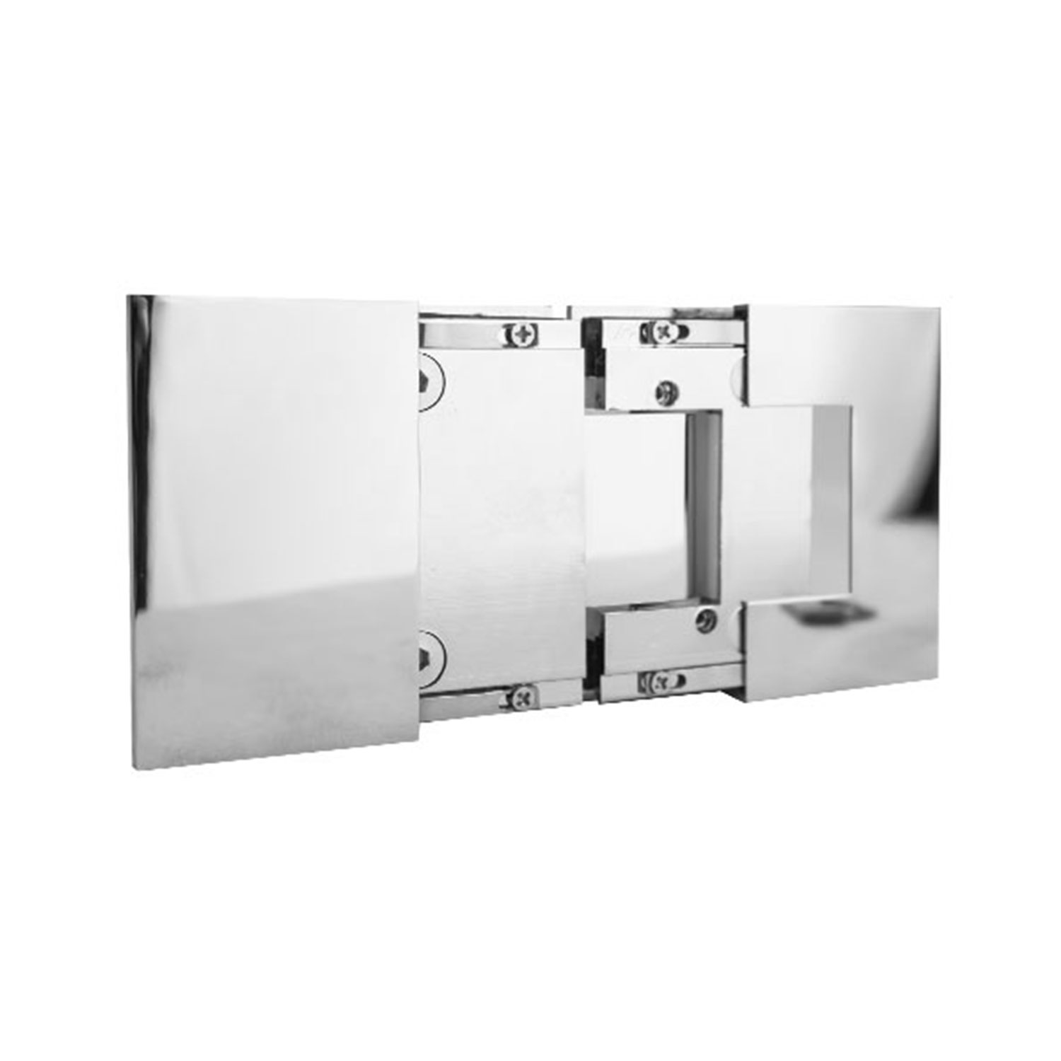 Adjustable Glass-to-Glass 180 Deg Hinge with Covers (Chrome)