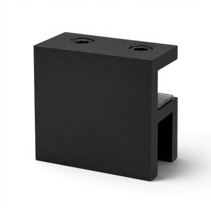 Large Glass Header Bracing Clamp (Matte Black)