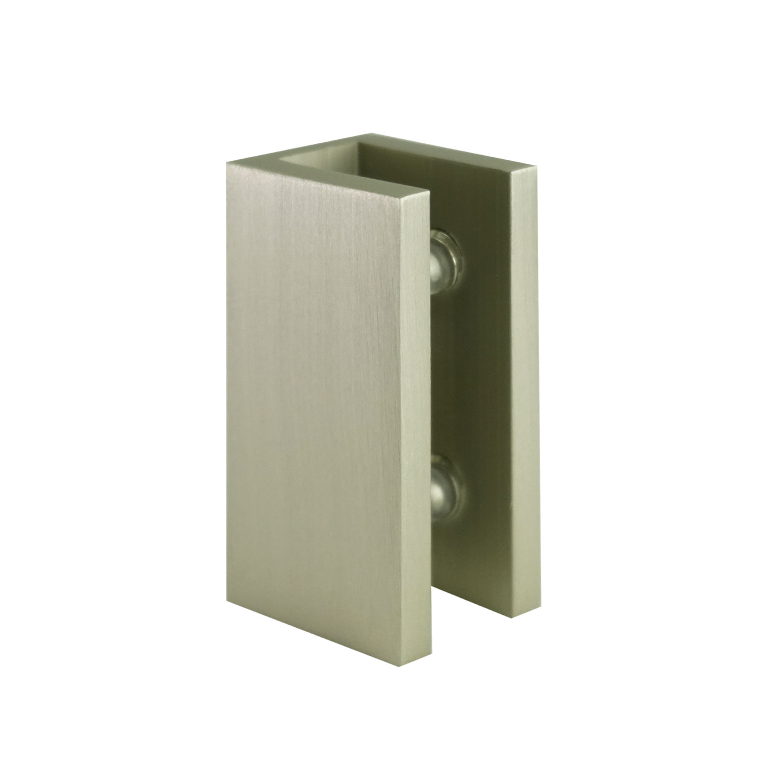 Glass to Wall/Floor U-Clamp 25mm x 50mm - Square Series - (Brushed Nickel)