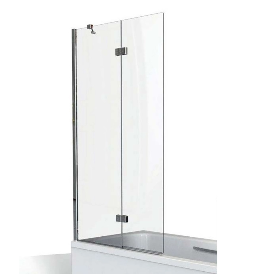 Carla Over Bath H1500 x W1000 Fixed & Swing 6mm Toughened Glass (Black Fittings)