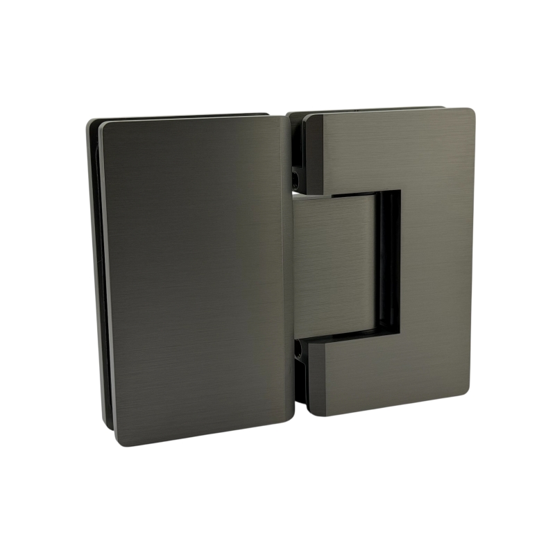Glass to Glass 180° Hinge - Curved Corners (Brushed Gunmetal)