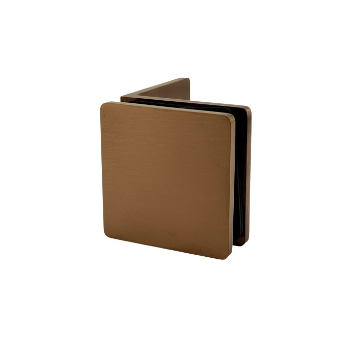 Glass to Wall/Floor Side Fixed Bracket - Curved Corners (Brushed Copper)