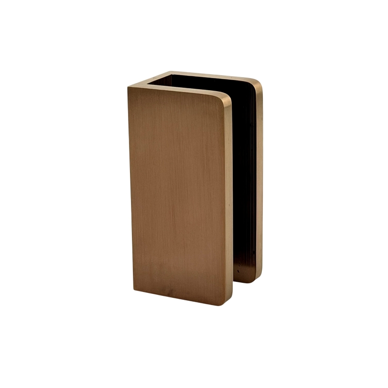 Glass to Wall/Floor U-Bracket 25mm x 50mm - Curved Corners (Brushed Copper)