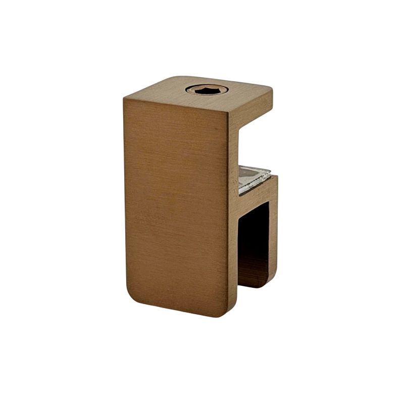 Glass Header Bracing Clamp - Curved Corners (Brushed Copper)