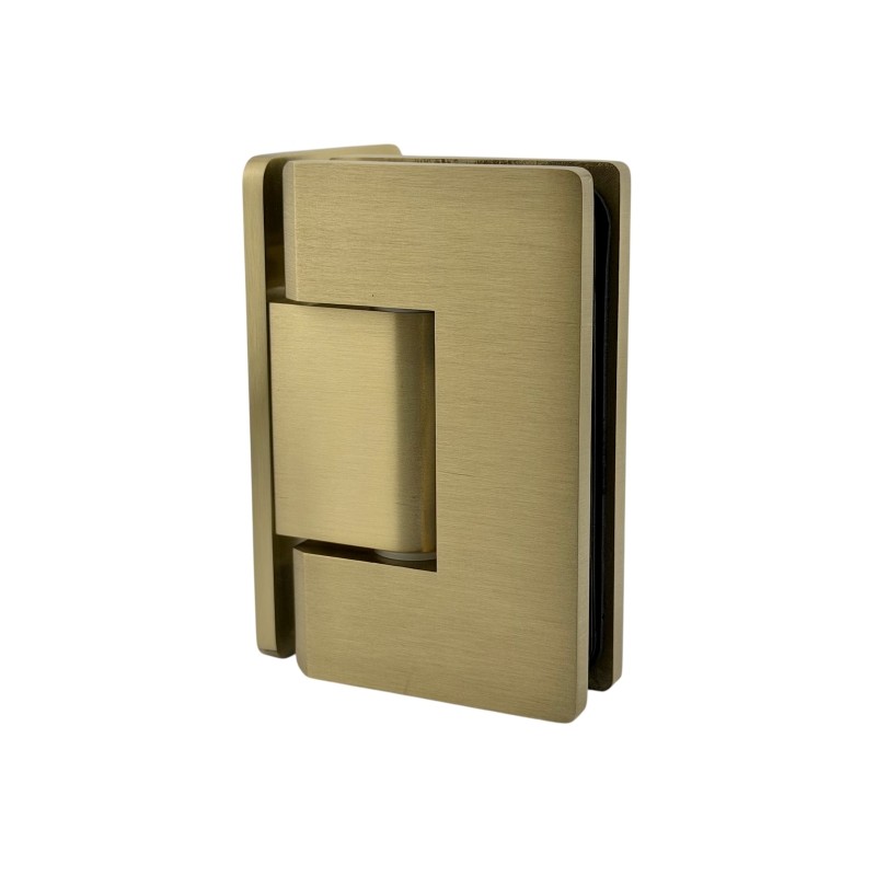 Glass to Wall 90° L-Hinge - Curved Corners (Brushed Gold)