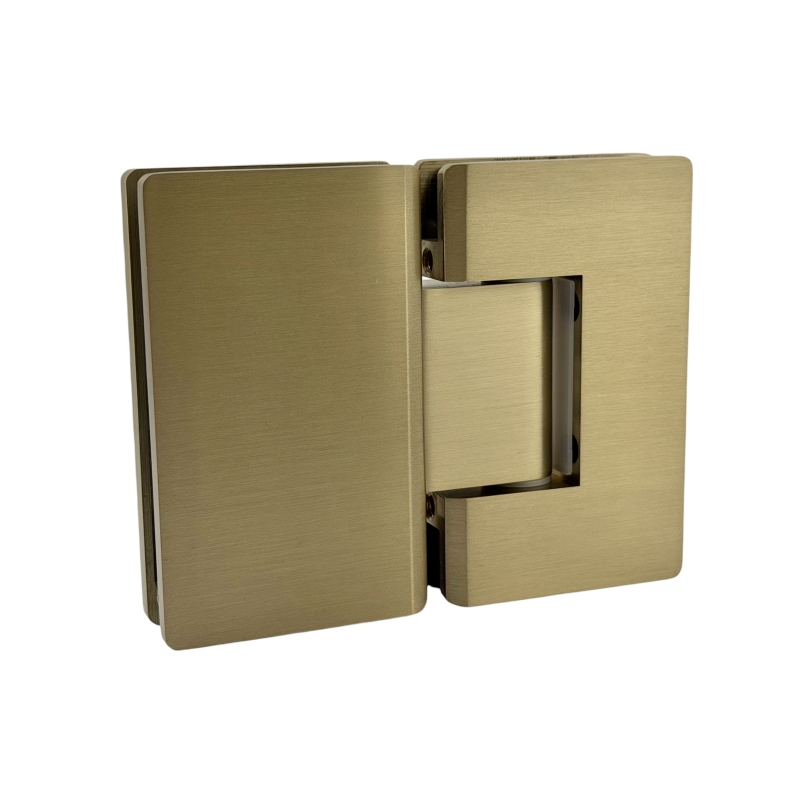 Glass to Glass 180° Hinge - Curved Corners (Brushed Gold)