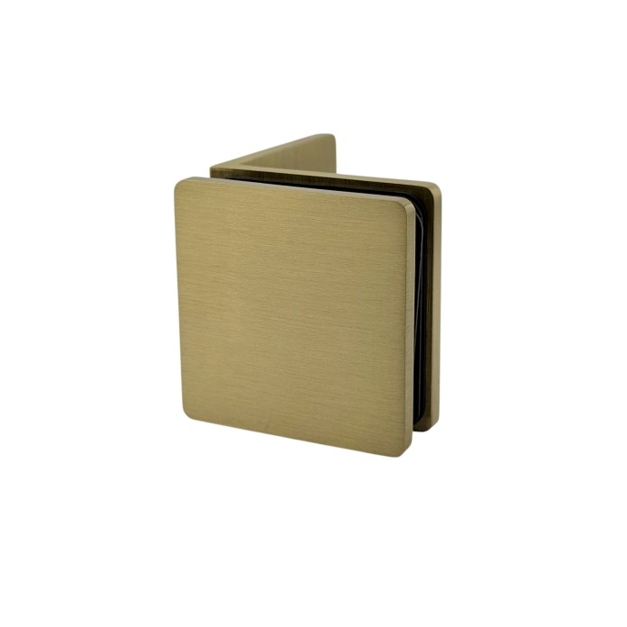 Glass to Wall/Floor Side Fixed Bracket - Curved Corners (Brushed Gold)