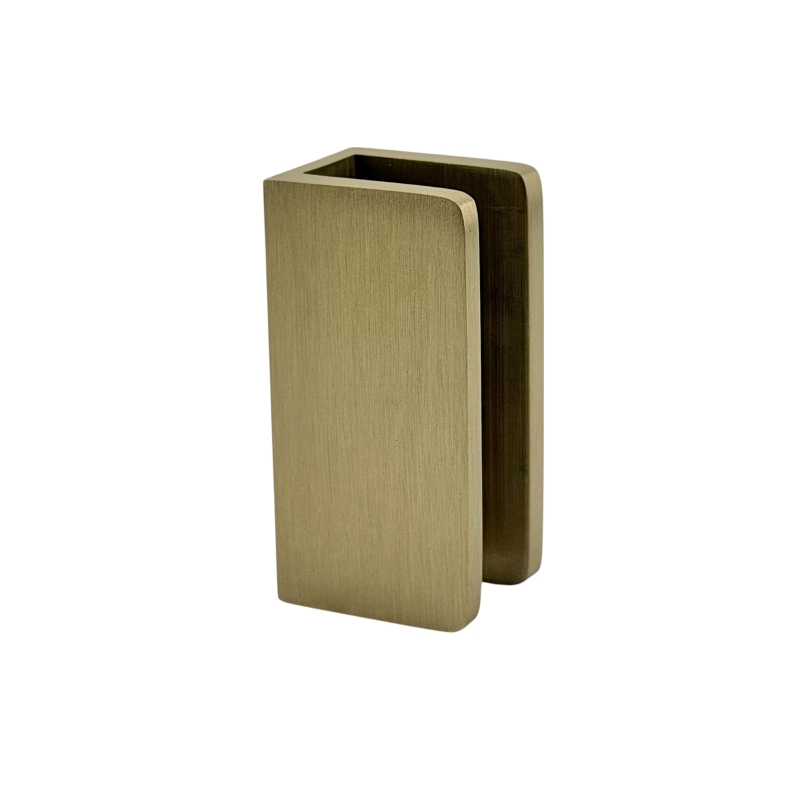 Glass to Wall/Floor U-Bracket 25mm x 50mm - Curved Corners (Brushed Gold)