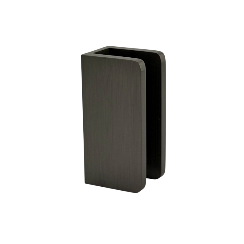 Glass to Wall/Floor U-Bracket 25mm x 50mm - Curved Corners (Brushed Gunmetal)