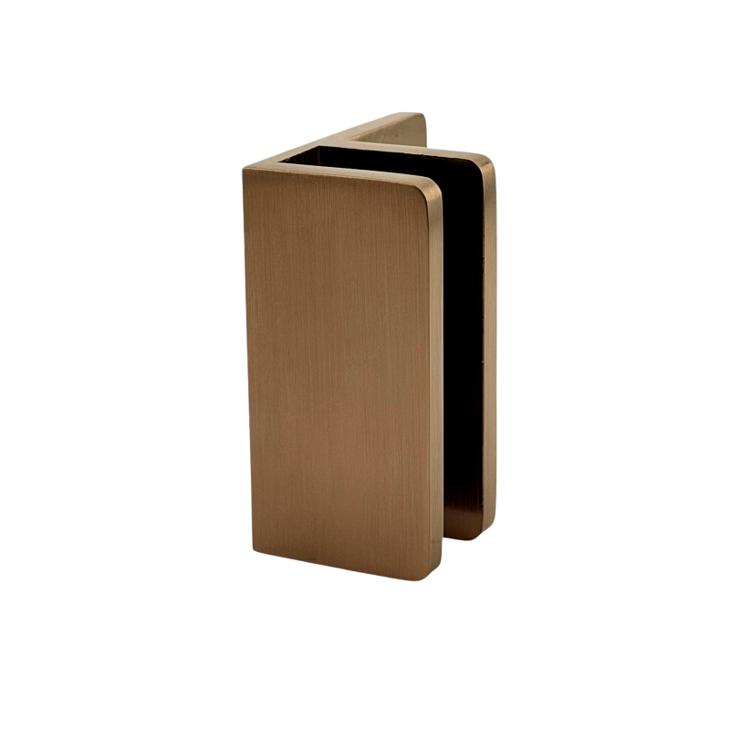 Offset Glass to Wall/Floor U-Bracket 25mm x 50mm - Curved Corners (Brushed Copper)