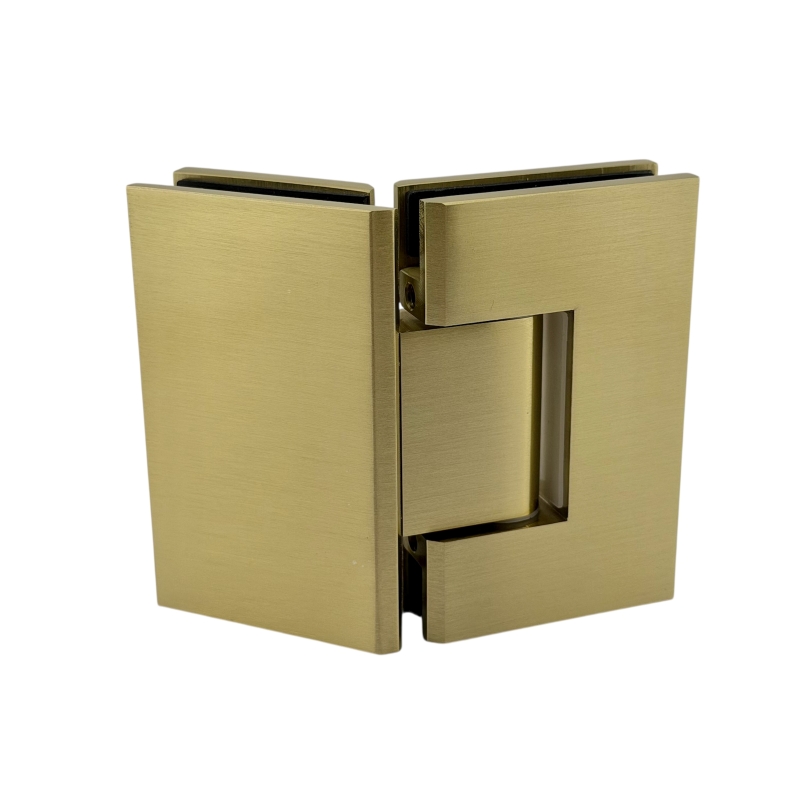 Glass to Glass 135° Hinge - Square Corners (Brushed Gold)