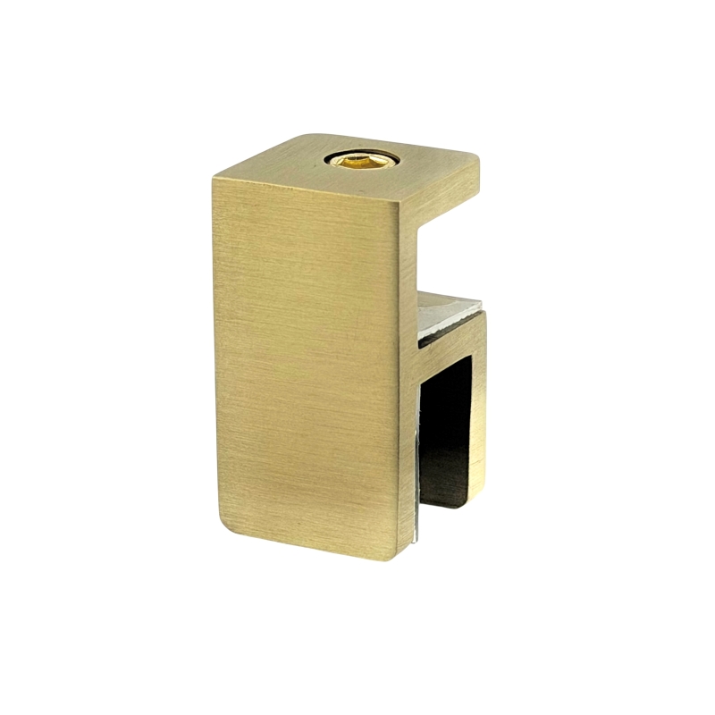 Glass Header Bracing Clamp - Curved Corners (Brushed Gold)