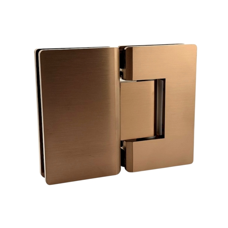 Glass to Glass 180° Hinge - Curved Corners (Brushed Copper)
