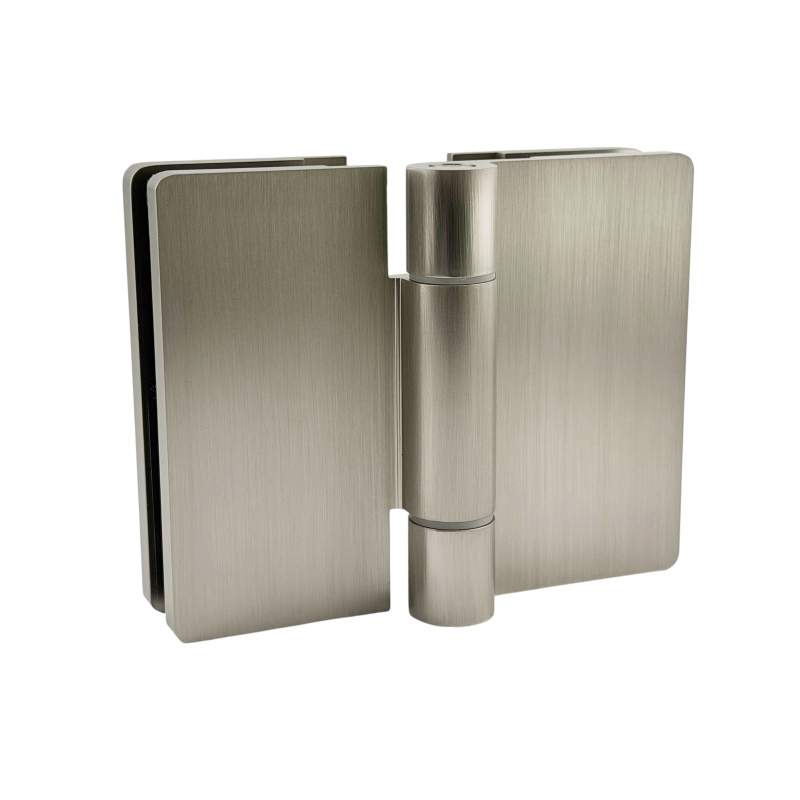 Glass to Glass Bi-fold Hinge with Covers - Curved Corners (Brushed Nickel)