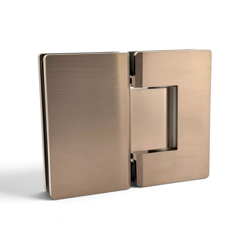 Glass to Glass 180° Hinge - Curved Series (Brushed Bronze)
