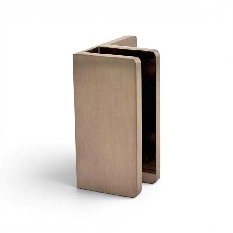 Offset Glass to Wall/Floor U-Bracket 25mm x 50mm - Curved Series (Brushed Bronze)