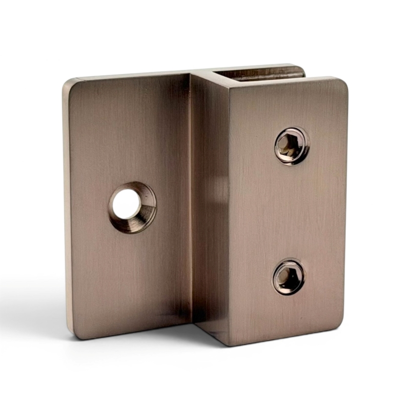 Glass to Wall Bracket with Inline Wall Fixing - Curved Series (Brushed Bronze)