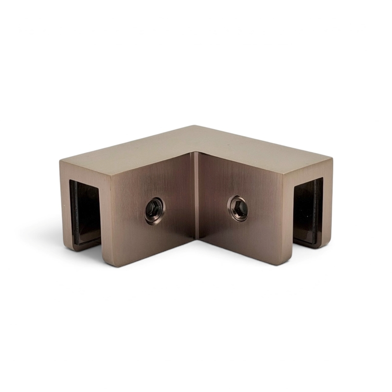 Glass to Glass 90° Bracket - Curved Series (Brushed Bronze)