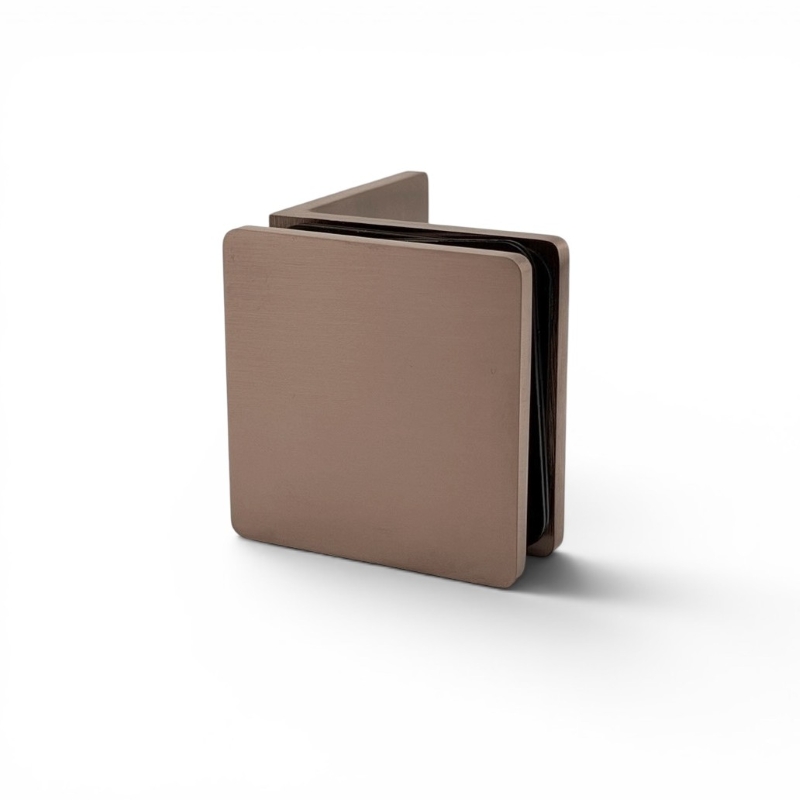Glass to Wall/Floor Bracket - Curved Series (Brushed Bronze)