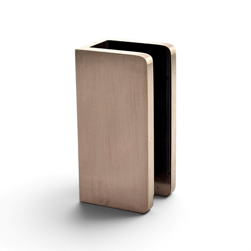 Glass to Wall/Floor U-Bracket 25mm x 50mm - Curved Series (Brushed Bronze)
