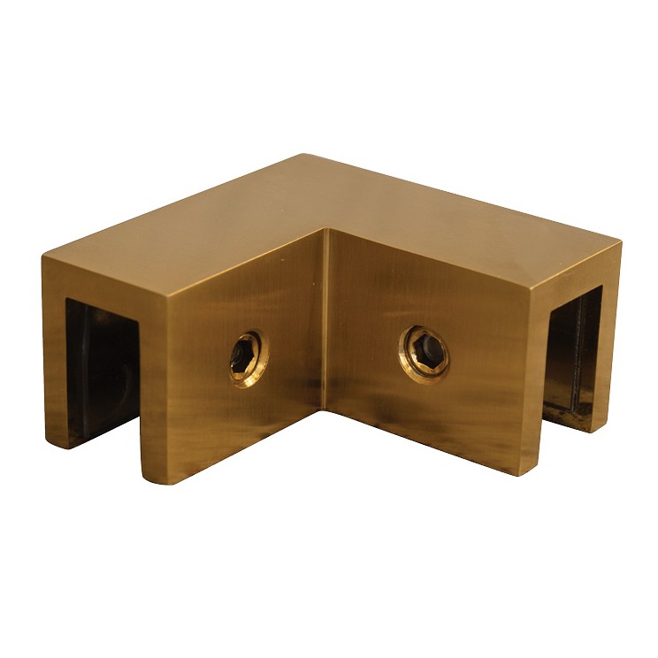 90° Glass to Glass Bracket (Brushed Brass)