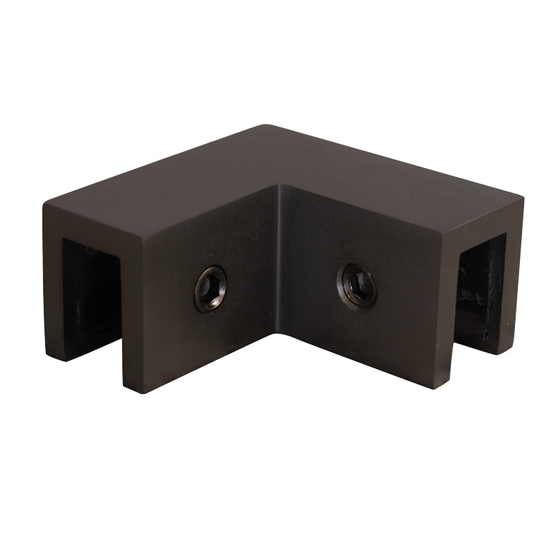 Glass to Glass 90° Bracket - Square Corners (Brushed Gunmetal)