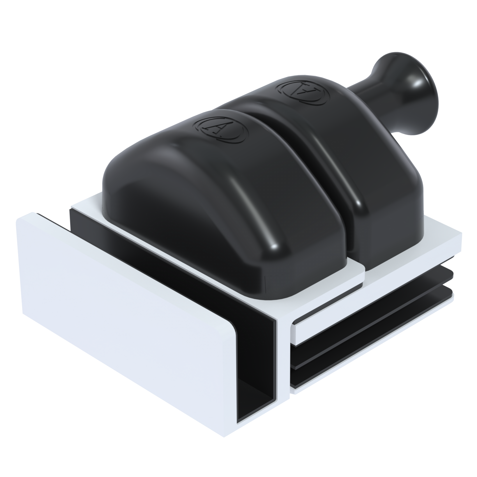 Edge Latch Glass-to-Glass 90 Deg External Swing (Bevel Edge) - White
